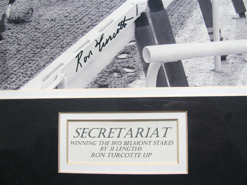 RON TURCOTTE 1973 SECRETARIAT - BELMONT STAKES SIGNED 11 X 14 PHOTO w/CAS COA