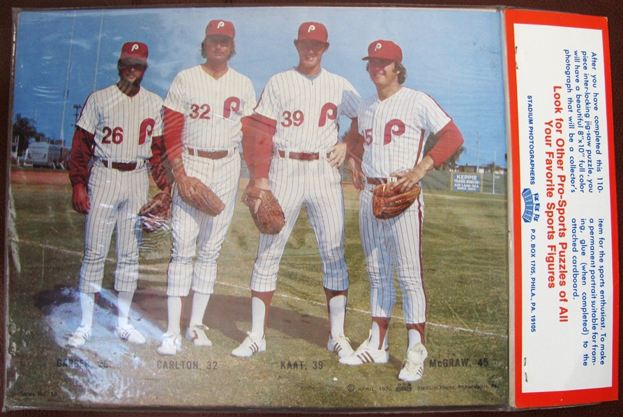 1976 PHILADELPHIA PHILLIES PLAYER 'JIG-SAW PUZZLE & PICTURE SEALED ON CARD