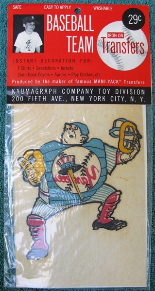 60's NEW YORK YANKEES IRON-ON TRANSFERS ON HEADER CARD