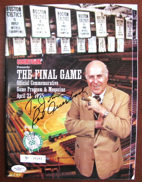 RED AUERBACH SIGNED 1995 BOSTON CELTICS FINAL GAMEPROGRAM