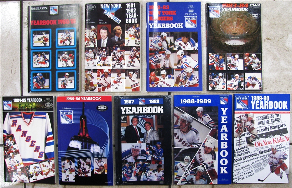 (9) 1980/81 - 89/90 NY RANGERS YEARBOOKS