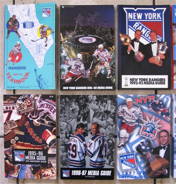 (10) 1990/91 - 99/2000 NY RANGERS MEDIA GUIDES