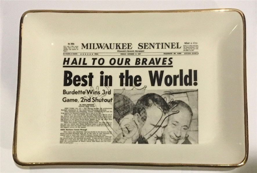 1957 MILWAUKEE BRAVES WORLD CHAMPIONS TRAY