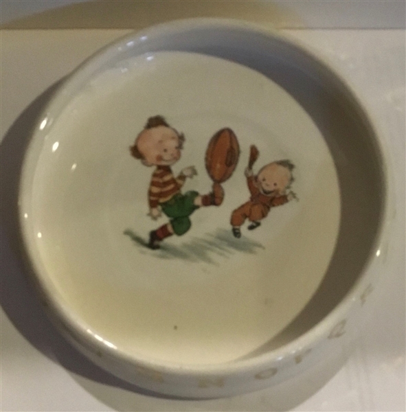 VINTAGE CEREAL BOWL w/FOOTBALL PLAYING TINY TODKINS - HOMER LAUGHLIN