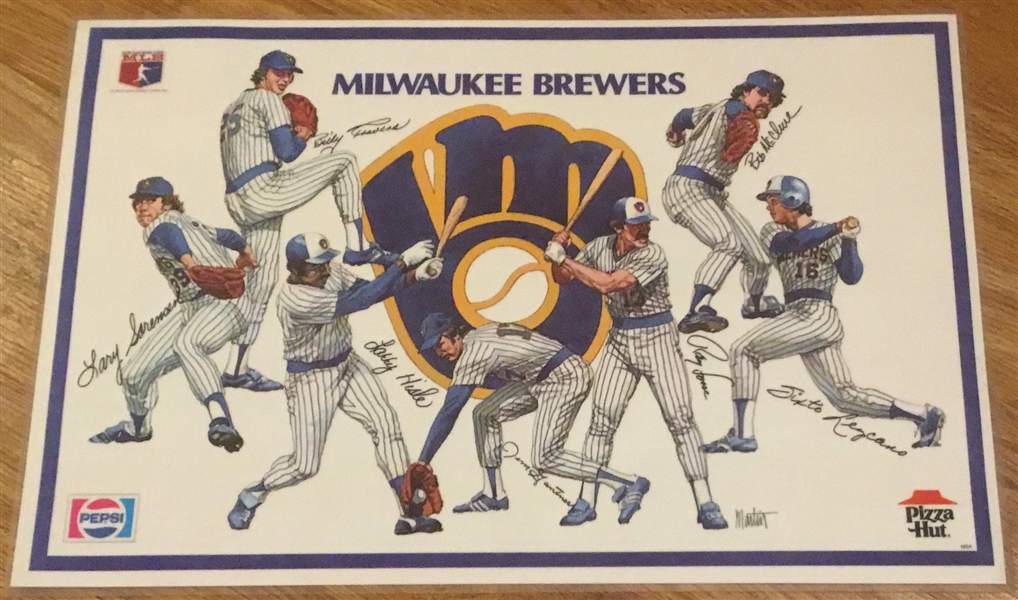 VINTAGE 70's/80's MILWAUKEE BREWERS PLACEMATS - 4 DIFFERENT