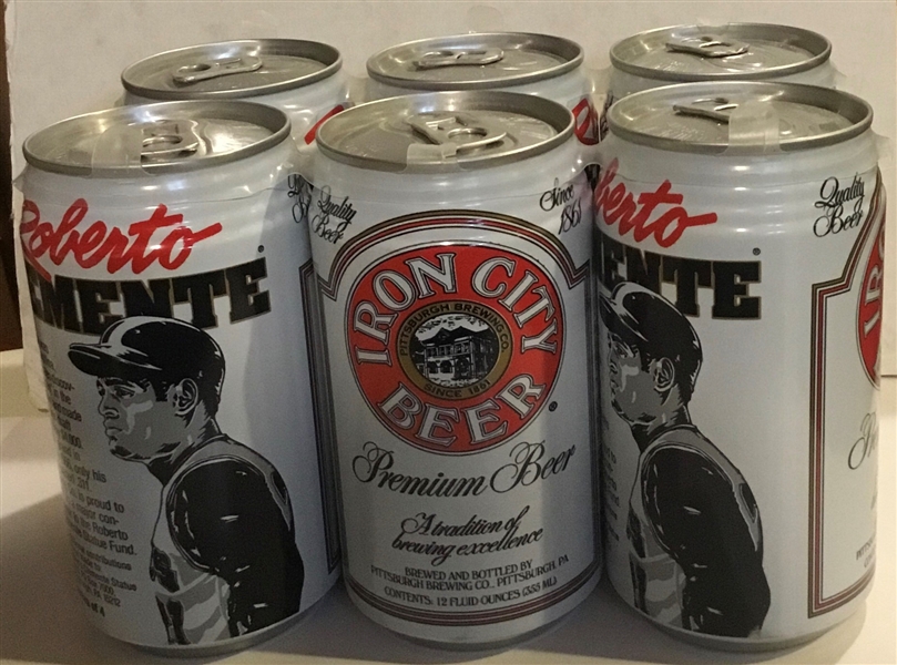 6 PACK OF IRON CITY BEER w/CLEMENTE