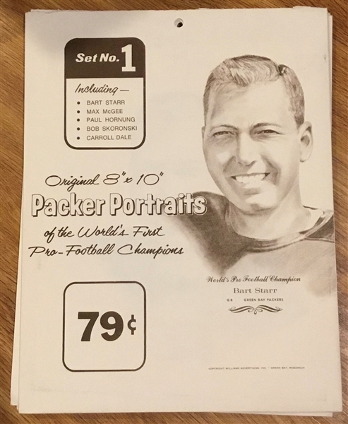 1967 GREEN BAY PACKERS PORTRAITS SET w/RARE LOMBARDI POSTER