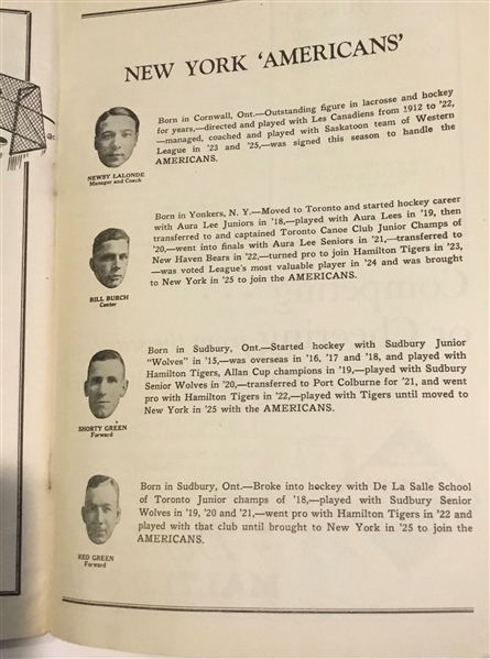 1926-27 NHL NEW YORK AMERICANS PROGRAM