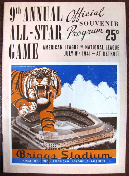 1941 ALL-STAR GAME PROGRAM - DETROIT