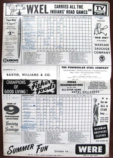 1954 ALL-STAR GAME PROGRAM - CLEVELAND