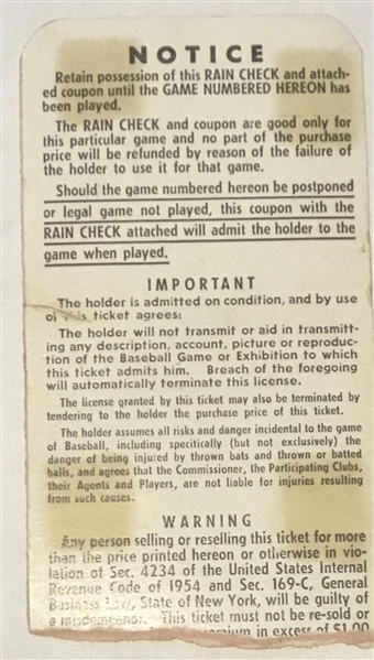 1955 WORLD SERIES TICKET STUB GAME 7 - YANKEES vs DODGERS