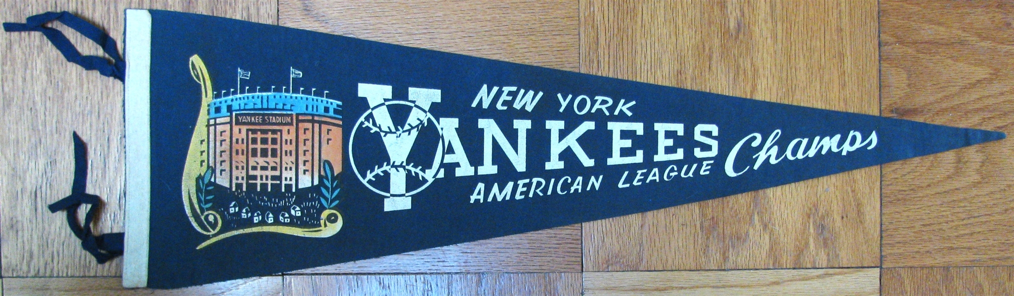 RARE - 1955 NY YANKEES AMERICAN LEAGUE CHAMPIONS 3/4 PENNANT