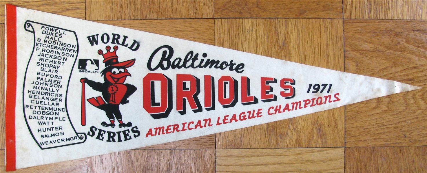 1971 BALTIMORE ORIOLES WORLD SERIES PENNANT