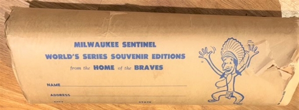50's MILWAUKEE BRAVES WORLD SERIES SOUVENIR EDITION NEWSPAPERS-WRAPPED