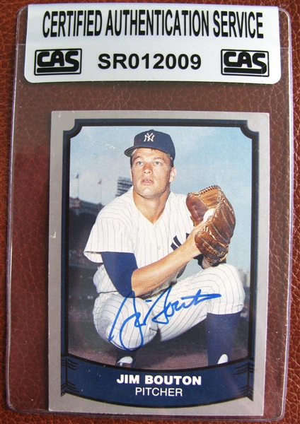 JIM BOUTON SIGNED BASEBALL CARD /CAS AUTHENTICATED