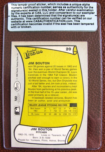 JIM BOUTON SIGNED BASEBALL CARD /CAS AUTHENTICATED