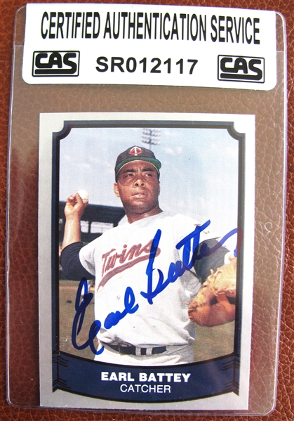 EARL BATTEY SIGNED BASEBALL CARD /CAS AUTHENTICATED