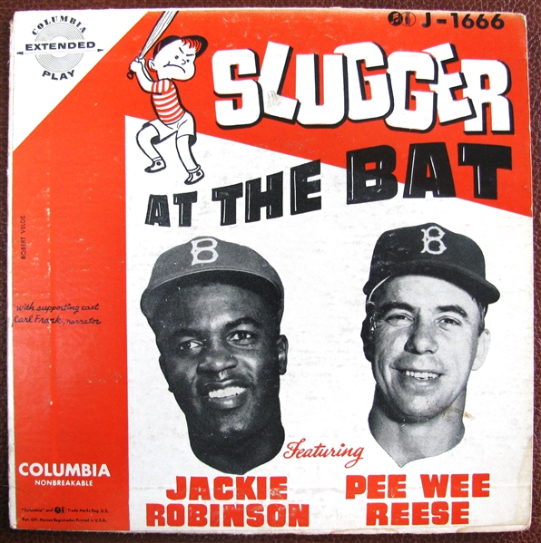 1949 SLUGGER AT THE BAT RECORD CARDBOARD PICTURE SLEEVE w/ROBINSON & REESE