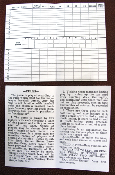1949 BIG LEAGUE BASEBALL CARD GAME MINT IN BOX