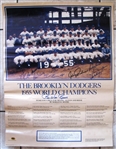 1955 BROOKLYN DODGERS WORLD CHAMPIONS SIGNED POSTER - KOUFAX - REESE - SNIDER ECT. w/ CAS COA