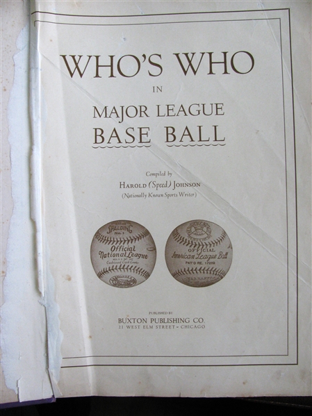 1933 WHO'S WHO IN MAJOR LEAGUE BASEBALL - 1ST YEAR BOOK