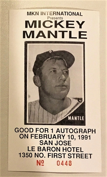 MICKEY MANTLE AUTOGRAPH TICKET