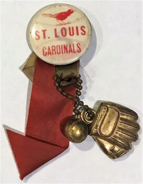 VINTAGE ST. LOUIS CARDINALS PIN w/CHARMS