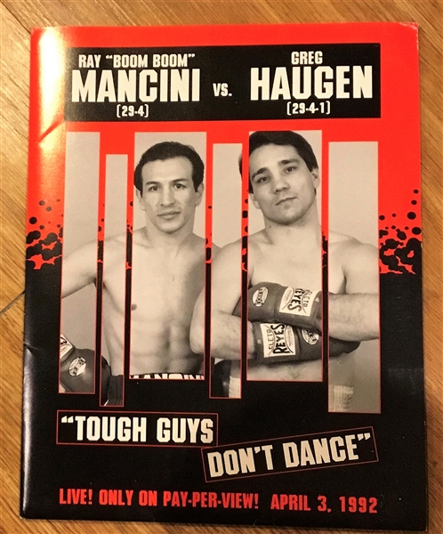 1992 BOOM BOOM MANCINI vs GREG HAUGEN FIGHT PRESS RELEASE