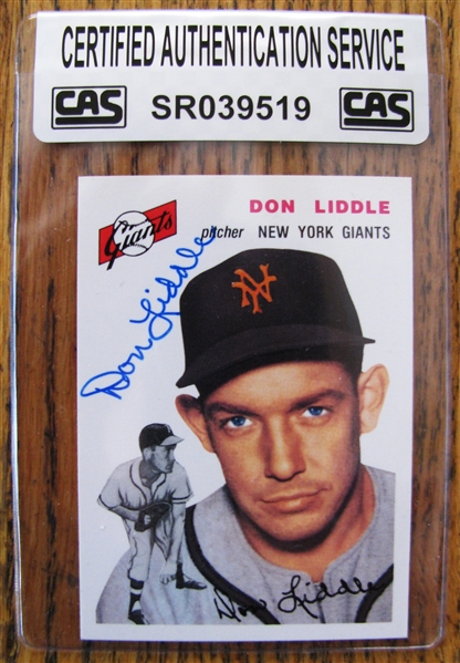 DON LIDDLE SIGNED BASEBALL CARD w/CAS