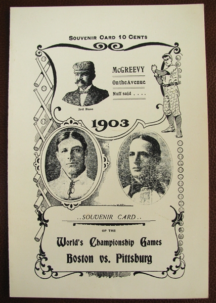 1903 BOSTON vs PITTSBURGH WORLD SERIES PROGRAM - ROBERT OPIE REPRINTT