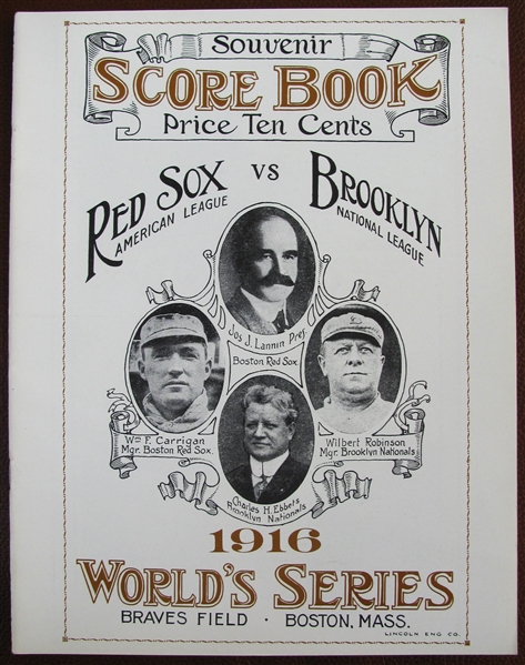 1916 RED SOX vs BROOKLYN WORLD SERIES PROGRAM - ROBERT OPIE REPRINT