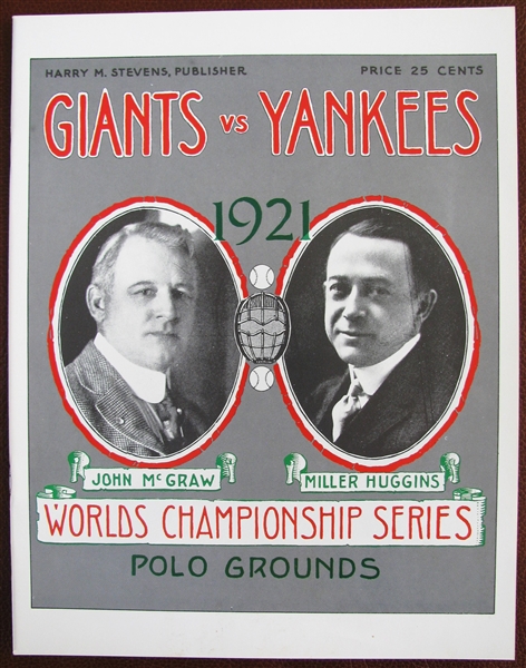 1921 GIANTS vs YANKEES WORLD SERIES PROGRAM - ROBERT OPIE REPRINT