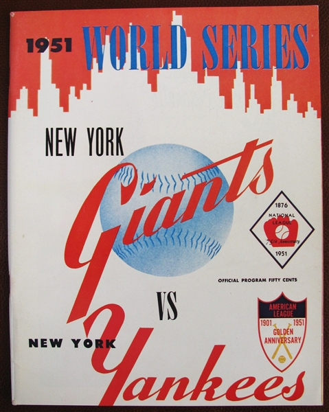 1951 NY GIANTS vs YANKEES WORLD SERIES PROGRAM - ROBERT OPIE REPRINT