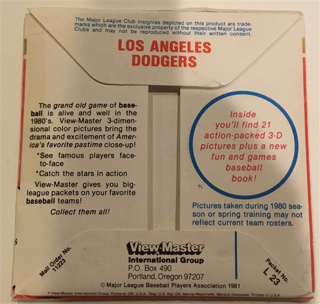 1981 LOS ANGELES DODGERS VIEW-MASTER 3-D REELS w/PACKAGE