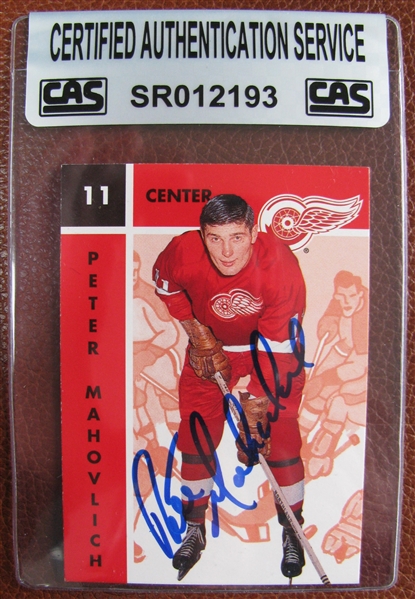 PETER MAHOVLICH SIGNED HOCKEY CARD /CAS AUTHENTICATED