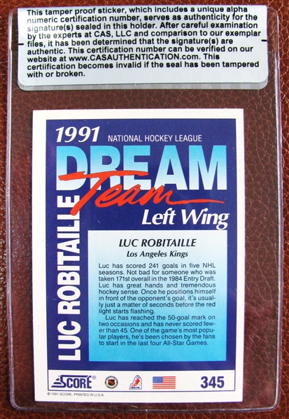 LUC ROBITAILLE SIGNED HOCKEY CARD /CAS AUTHENTICATED