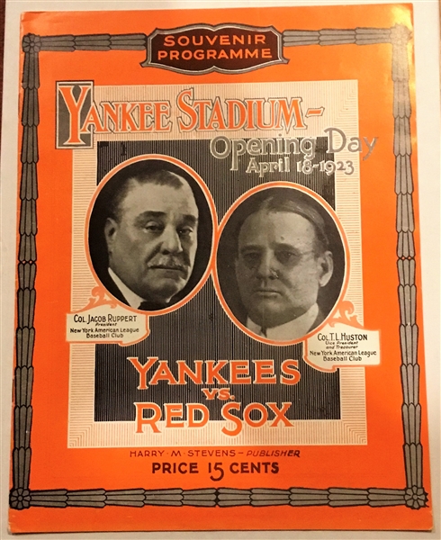 1923 NEW YORK YANKEES OPENING DAY- YANKEE STADIUM REPRINT PROGRAM