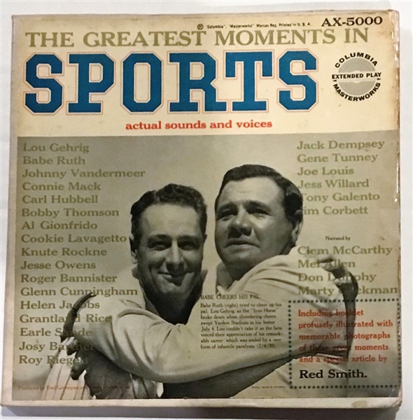 VINTAGE GREAT MOMENTS IN SPORTS RECORD w/RUTH/GEHRIG COVER