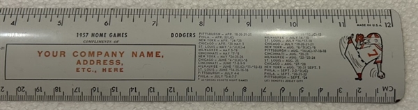 1957 BROOKLYN DODGERS / N.Y. GIANTS SCHEDULE RULER