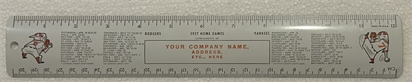 1957 BROOKLYN DODGERS / N.Y. YANKEES SCHEDULE RULER