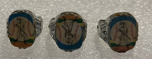 VINTAGE BASEBALL FLICKER GUMBALL RING LOT OF 3