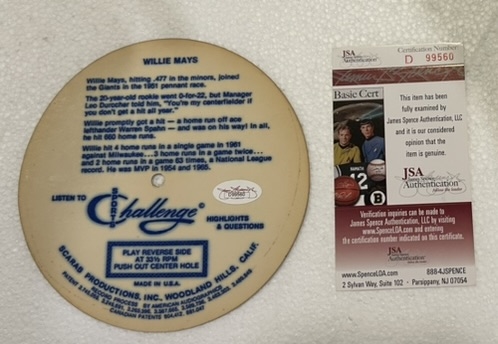 WILLIE MAYS SIGNED SPORTS CHALLENGE RECORD w/JSA  AUTHENTICATION