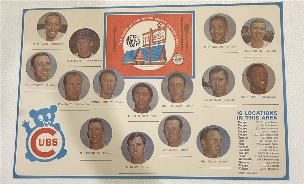 VINTAGE CHICAGO CUBS PLACEMAT w/PLAYER PHOTOS