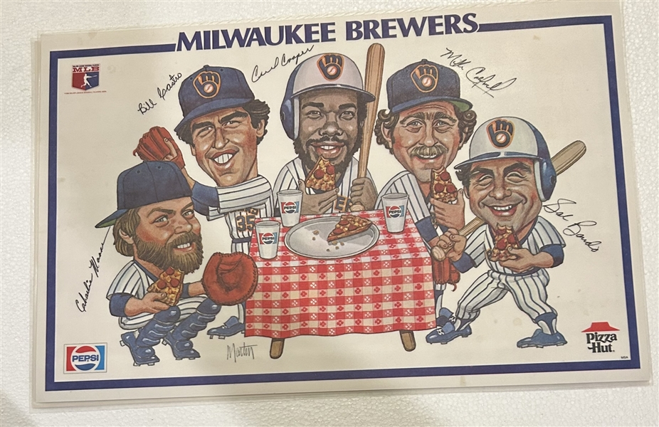 VINTAGE 1982 MILWAUKEE BREWERS PLACEMATS w/PLAYERS - 4 DIFFERENT