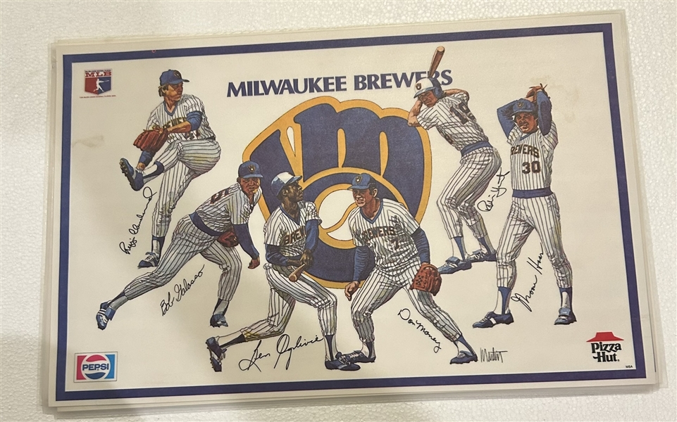 VINTAGE 1982 MILWAUKEE BREWERS PLACEMATS w/PLAYERS - 4 DIFFERENT