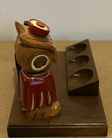 VINTAGE 50's ANRI TEMPLE OWLS STATUE/PIPE STAND