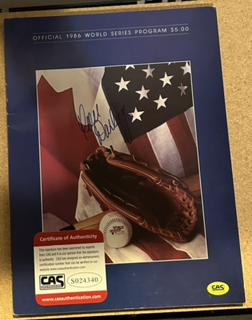 1986 WORLD SERIES PROGRAM SIGNED BY RON DARLING w/CAS COA