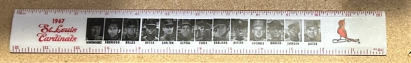 VINTAGE 1967 ST. LOUIS CARDINALS RULER w/PLAYER PICTURES