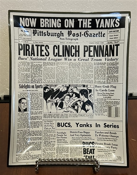 VINTAGE 1960 PITTSBURGH PIRATES CLINCH PENNANT TRAY