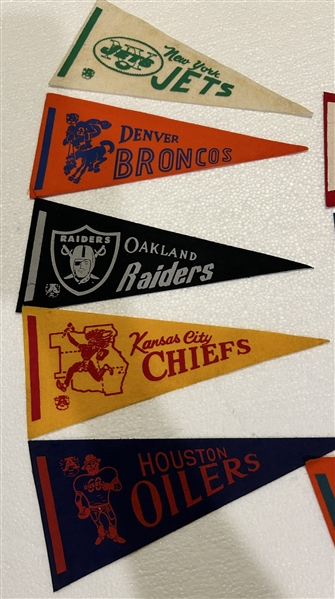 VINTAGE 1966 AFL mini PENNANTS- COMP[LETE SET OF 9